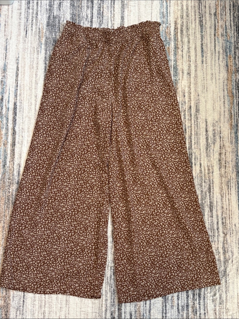 Brown Floral Wide-Leg Palazzo Pants